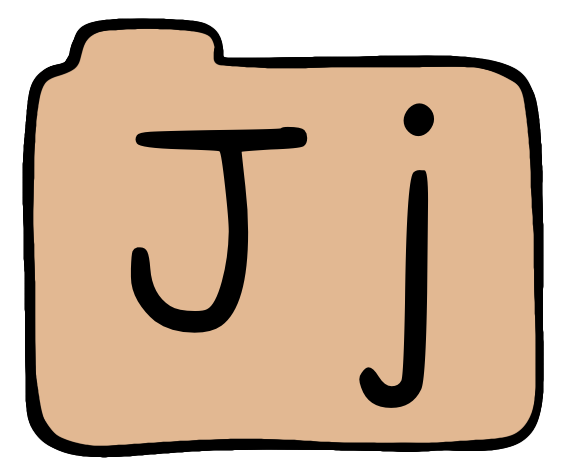 light orange file folder with capital and lowercase J on it.